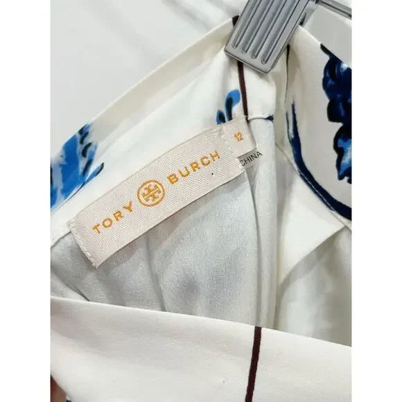 TORY BURCH White Pleated Skirt Sunburst Floral Handkerchief Hem - Picture 13 of 15